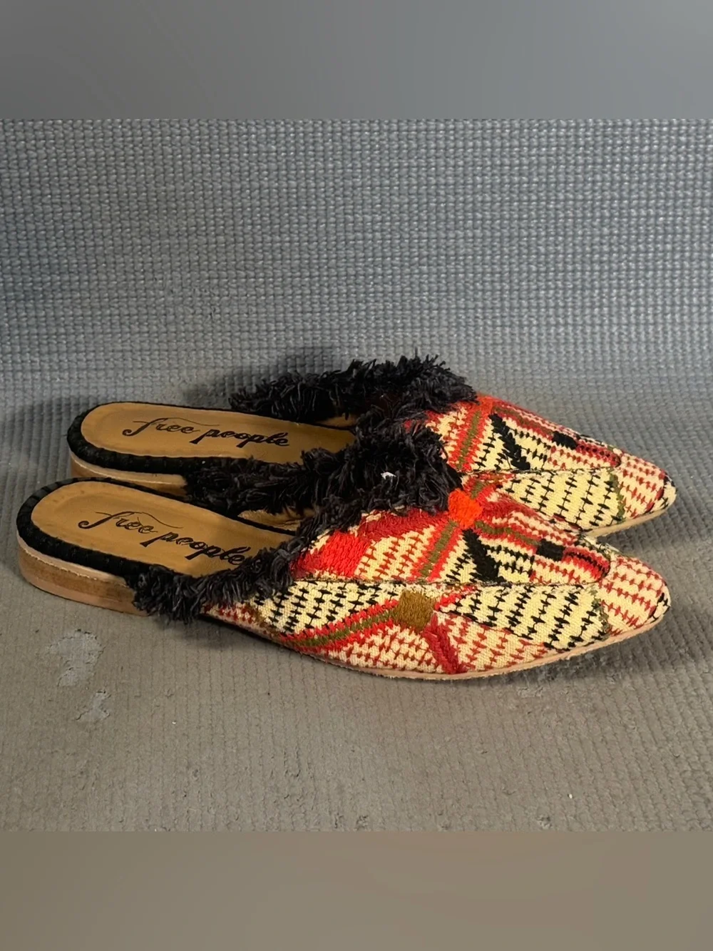 Free People Patterned New Port Fringe Flat Mules Women’s Size 6.5 US EU 37